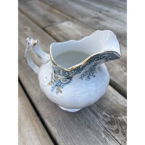 Pitcher Balmoral Green Floral Wild Rose Gold Trim Cottage Core  Vintage